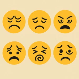 smileys jaunes colère tristesse peur fatigue
