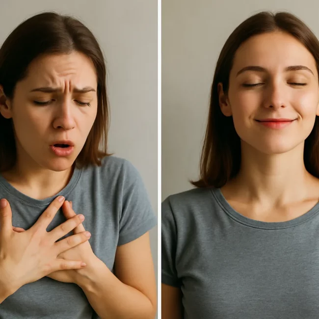 hypnose Chambéry spasmophilie femme avant après