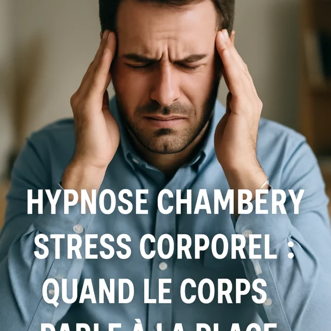 homme stressé qui se tient les tempes hypnose chambéry stress carole quartelli
