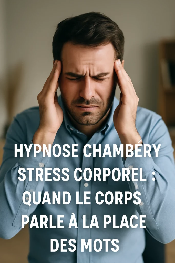 homme stressé qui se tient les tempes hypnose chambéry stress carole quartelli